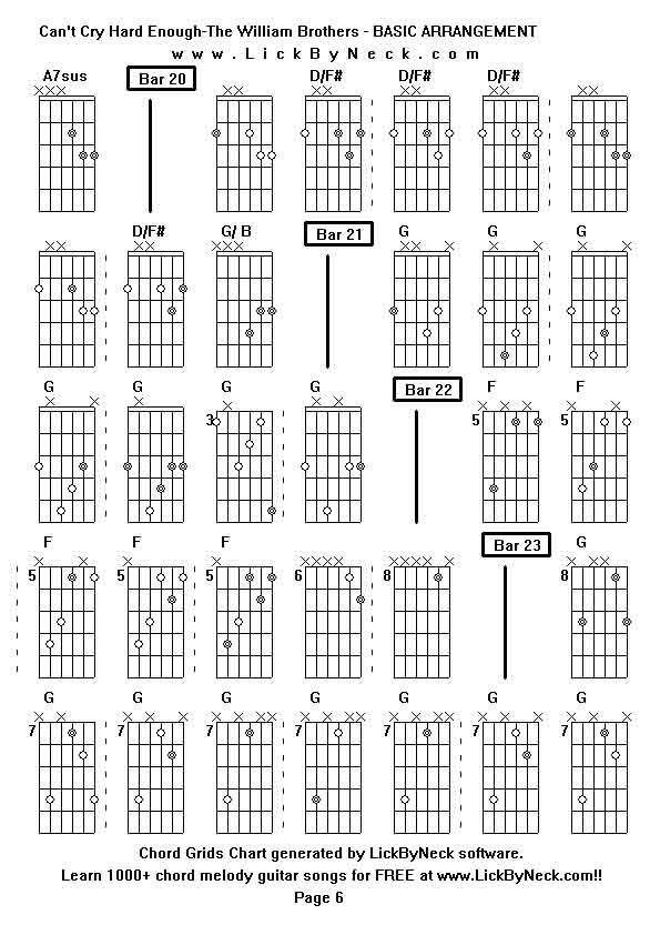 Chord Grids Chart of chord melody fingerstyle guitar song-Can't Cry Hard Enough-The William Brothers - BASIC ARRANGEMENT,generated by LickByNeck software.